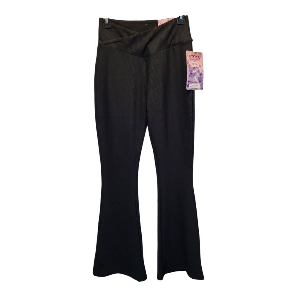 NWT Kyoyo Womens Black High Waisted Yummy Joggers with Flared Leg - Size M
